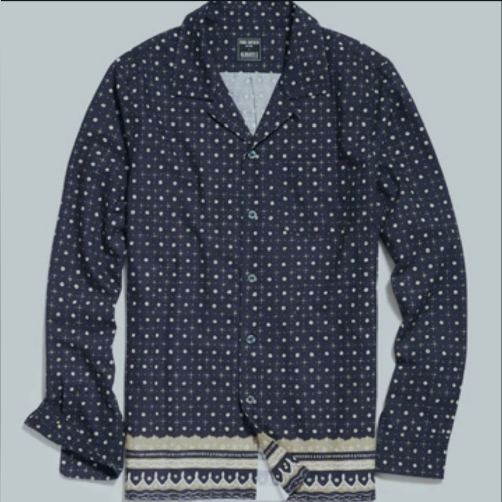 Todd Snyder + Albiate 1830 Italian Camp Collar Long Sleeve Shirt in Batik Border